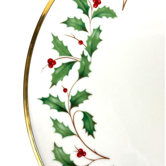 Lenox Holiday Dimension Holly Berries Gold Rim 10.75" One TIER REPLACEMENT Plate - Picture 2 of 8